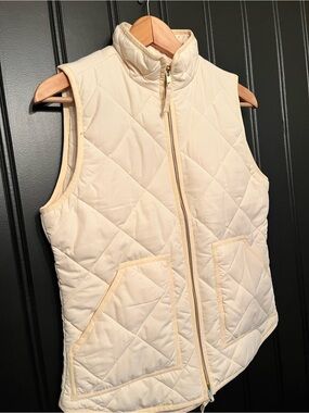 J. Crew cream quilted vest